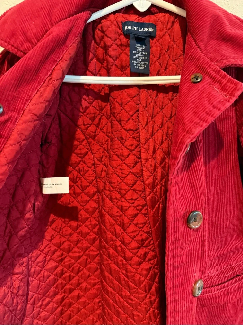 Ralph Lauren Girls Red Corduroy Double Breasted Dress Coat Jacket Size 5